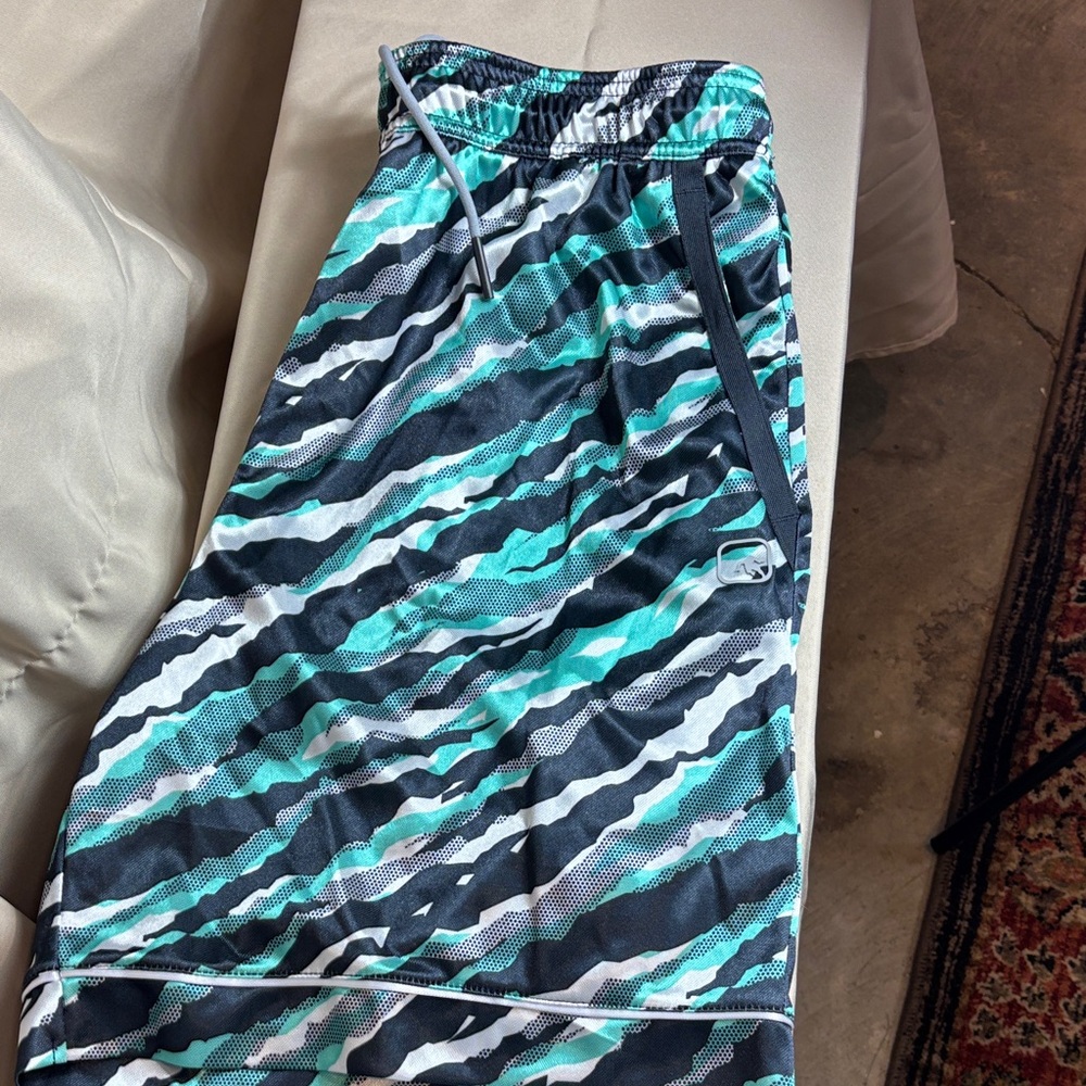 AND1 Teal and Black Patterned Shorts